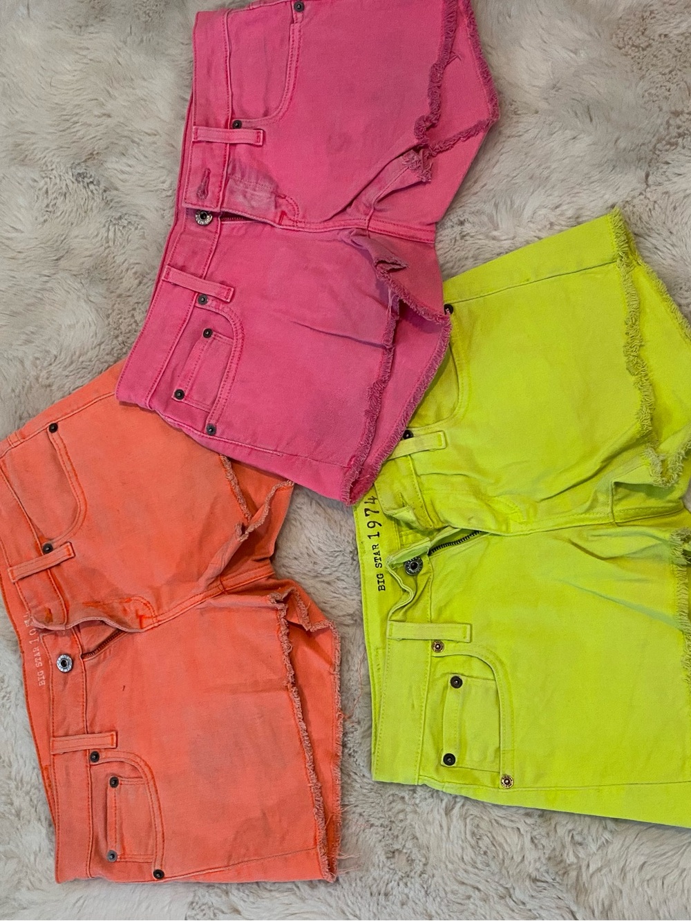Big Star Neon Pink, Orange & Yellow Women’s Denim Shorts Set